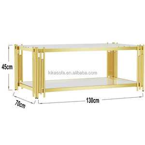 Small CBM Fast Delivery Midcentury Golden Stainless Steel Frame Tempered <strong>Glass</strong> Top Storage <strong>Coffee</strong> <strong>Table</strong> for Living Room - Product Image 3