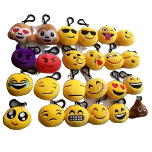 QH OEM Hot Selling Funny Yellow Emo Smile Face Bag Pendant Plush Backpack Pendantqq Expression Key Chain Plush Toy