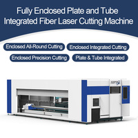 Découpeuse à fibre optique entièrement fermée haute puissance 6000W-12000W CNC 5 axes à refroidissement par eau pour tôles, avec source Leadshine et mandrin 240-350mm, anti-poussière