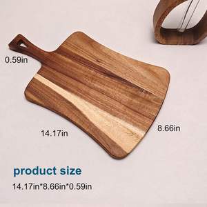 Tabla de Madera de Acacia de 14 x 8.5 Pulgadas con Mango, Bandeja de Madera para Charcutería, Tabla de Cortar y Servir Versátil para Carne y Queso, Marca Lumina Anis - Product Image 5