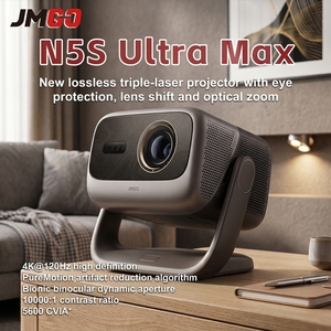 Projecteur laser tricolore JMGO N5S Ultra Max 5600 lumens CVIA <span class=keywords><strong>4K</strong></span> avec zoom optique pour chambre à coucher, cinéma maison et projection de jour - Product Image 1