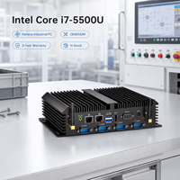 Intel Core I7-5500U Mini PC with 2 X RJ45 LAN and Intel HD Graphics 5500, Industrial Mini Computer for Automation Control
