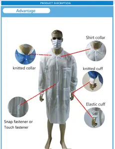 Roupa experimental descartável não-tecido branca pp, roupão de bolso, tamanho universal para homens e mulheres