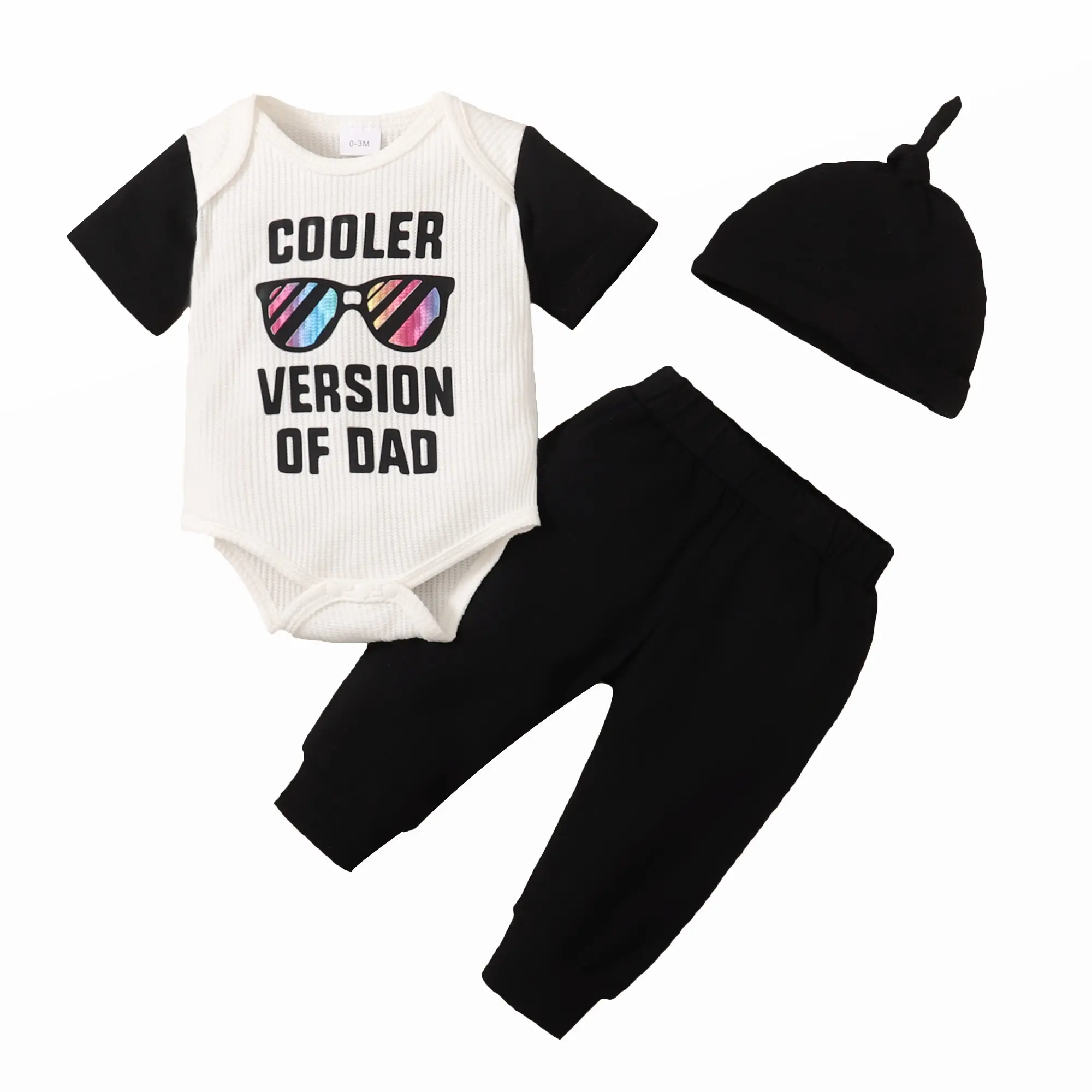 Catpapa 0-3 Months Baby Boy Clothes Newborn Infant Boy Outfit Set Black Letter Printed for Baby Boys