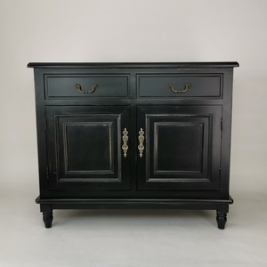 Armoire de rangement <span class=keywords><strong>vintage</strong></span> noire à 2 tiroirs et 2 portes - <span class=keywords><strong>Buffet</strong></span> de style rétro pour la maison, la chambre à coucher/le salon - Product Image 5