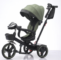 Tricycle en acier pour enfants de bonne qualité à 3 roues, tricycle pour bébé avec frein, barre de poussée réglable pour les enfants de 2 à 4 ans