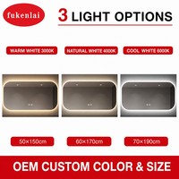 Miroir de salle de bain LED sans cadre Fullkenlight, rectangulaire, éclairé, avec interrupteur tactile, anti-buée