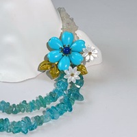 Collier ras du cou multicouche en cristal bohème avec perles de pierre de lune et d'apatite naturelle pour femme - Cadeau d'été