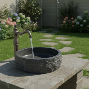 Évier de comptoir en marbre <span class=keywords><strong>bleu</strong></span> naturel moderne Aquarius A250 pour hôtels, capacité de 9 L, finition polie, garantie de 5 ans - Product Image 1