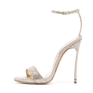Ummer-Sandalias con lentejuelas brillantes para mujer, zapatos con logotipo personalizado de fábrica, con correa en el tobillo - Product Image 1