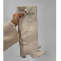 Bottes Western pour femmes à bout pointu, style Shark, avec talon compensé repliable, mi-mollet, imperméables, qualité supérieure, directement de l'usine