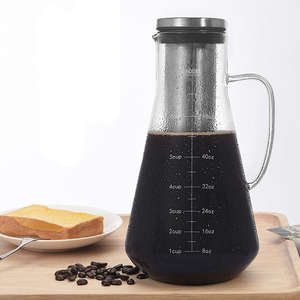 Caffettiera a freddo in vetro con filtro in acciaio inossidabile portatile resistente al calore 1.6L ad alta capacità - Product Image 3