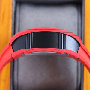 Montre-bracelet de luxe automatique mécanique pour homme, modèle 2026, tendance, avec boîtier rouge, cadran squelette ajouré complexe et bracelet en caoutchouc - Product Image 4
