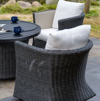Meubles de jardin modernes d'extérieur, ensemble de meubles de patio en rotin et osier avec table à feu, ensemble de Ratan, meubles de jardin