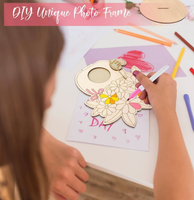 Bingkai Foto Kayu DIY untuk Hari Ibu, Kerajinan Kayu Belum Selesai, Bingkai Foto untuk Mewarnai Anak-anak, Lukisan DIY, Dekorasi Meja