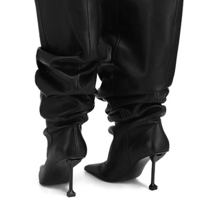 2024 Wrinkle Sexy Botas De Mujer Thin Heel Midi Calf High Boots for Women <b>Shoes</b> - Product Image 3
