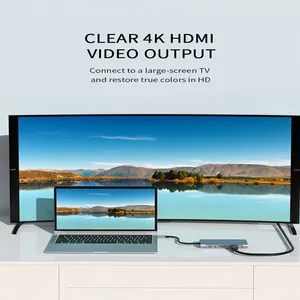 Hub USB alimenté Hub USB <span class=keywords><strong>BASIX</strong></span> 11 en 1 HD-MI VGA PD RJ45 USB3.0 SD TF Station d'accueil - Product Image 3