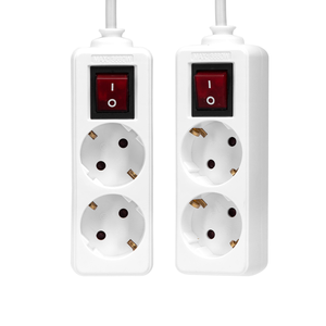 Regleta blanca de 2 tomas con interruptor, cable de 1,5 m, 3G, 1,0 mm; ideal para conectar varios dispositivos eléctricos. - Product Image 2