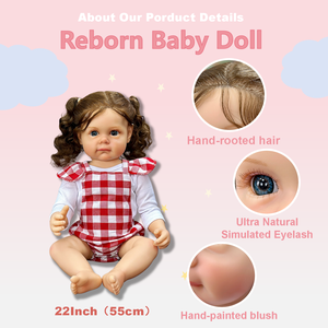 Muñeca Reborn Kindure de 22 Pulgadas, Muñeca de Moda con Cuerpo Suave, Juguete DIY, Pintura 3D, Piel Realista, para Niñas - Product Image 6