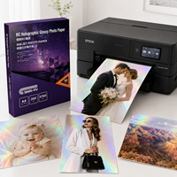 Papier photo holographique jet d'encre, papier photo personnalisé, papier photo en gros, support d'impression photo, finition brillante, papier photo arc-en-ciel