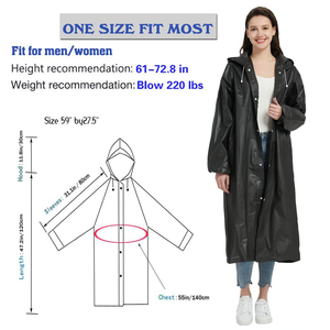 Açık seyahat için yüksek kaliteli kalın EVA siyah yağmurluk Unisex yetişkin tam vücut yağmur geçirmez su nefes tek kullanımlık - Product Image 6