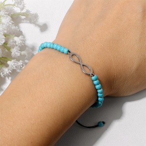 Nuovi Braccialetti in Acciaio Inossidabile con Simbolo Infinito, Perline in Pietra da 4mm, Intrecciati a Mano, Regolabili, con Cartoncino, Regalo Ideale per <span class=keywords><strong>Migliori</strong></span> Amici - Product Image 4