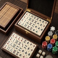 Jeu de Mahjong de Luxe en Acrylique Prune, Portable, pour Voyage, Jeu de Mahjong Chinois, Dominos Colorés Personnalisés, Divertissement Familial