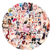 6 designs, 50 pièces/sac, autocollants imperméables de filles sexy en bikini, autocollants amovibles pour voitures, décoration de planches à roulettes