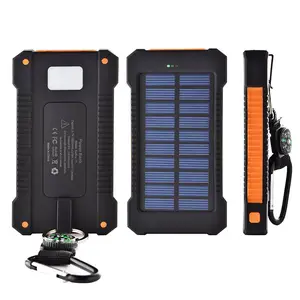 LAIMODA Waterproof portable powerbank 10000mah solar 10000 mah mobile charger power bank with Led Flashlight
