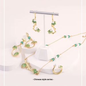 Conjunto de Collar y Aretes de Perlas de Estilo Chino de Alta Gama para Año Nuevo, Chapado en Plata, Joyería para Mujer, Venta al Por Mayor - Product Image 3