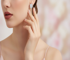 Pendientes de Botón con Forma de Flor Minimalistas y Modernos, Diseño con Piedras Brillantes, Regalo para Mujeres, Cumpleaños, Aniversario, Ocasiones Especiales - Product Image 1