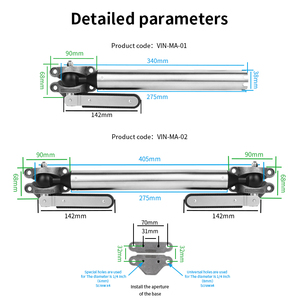 VINmounts verstellbare Bootsrutenhalterung für Köderbrett/Schneidetisch/BBQ-Grill 360° drehbar, marinegeeignet, einfache Montage - Product Image 3