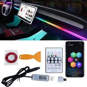 New 140cm kết nối USB app điều khiển từ xa RGB đuổi theo dải giao hưởng âm nhạc phổ xe <span class=keywords><strong>Led</strong></span> nội thất Acrylic môi trường xung quanh ánh sáng - Product Image 1