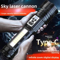Linterna de Doble Luz OEM con Zoom, Recargable por USB C, 400LM, 500M, Banco de Energía 18650, Linterna de Rescate para Camping y Actividades al Aire Libre, con Logotipo Personalizado