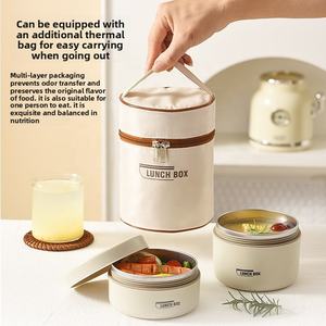 Wadah termos termos termos makanan vakum baja tahan karat kustom kotak Bento sekolah siswa pegangan tangan terisolasi wadah makanan mangkuk nasi - Product Image 4