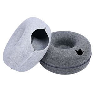 Lynpet desmontable 2 en 1 de fieltro redondo gato jugar Donut túnel lavable resistente a los arañazos gato cueva cama <span class=keywords><strong>para</strong></span> <span class=keywords><strong>gatos</strong></span> de interior - Product Image 1