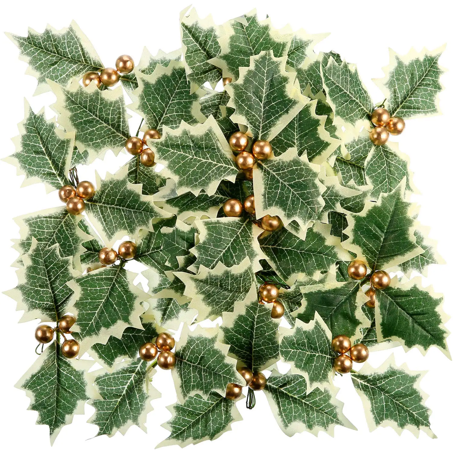 Kunstmatige Holly Berry Met Groene Bladeren Voor Kerstkrans Regeling Cake Toppers Craft Wedding Party Decoraties Goud/Rood