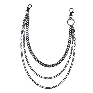 yueliMulti Layer <b>Black</b> Metal Pants <b>Chain</b> Zinc Alloy Waist <b>Chain</b> Unisex Casual Hip Hop Denim Apparel Accessory - Product Image 5