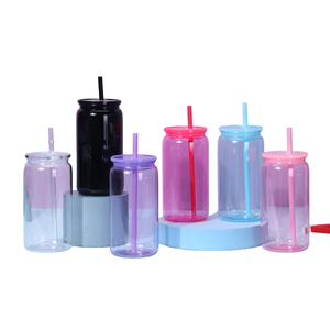 Regalos Empresariales, Vasos de Plástico Transparente Rosa Irrompibles de 16 oz con Forma de Lata de Cerveza, Tapa y Pajitas Reutilizables, con Tecnología UV DTF - Product Image 1