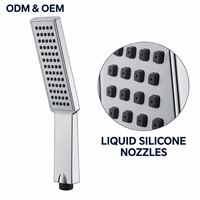 Pommeau de douche rectangulaire ABS multifonction 142 mm avec buses en silicone Y10056