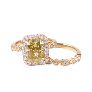 Tianyu Set Cincin Emas Pernikahan, Disesuaikan Moissanite Kuning Potongan Berpendar 3ct - Product Image 1