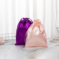 Pochette en Satin pour perruques, cordon de serrage, sac d'emballage cadeau en soie, pochette en Satin