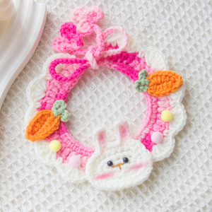 Collier pour chat tricoté à la main, collier décoratif en laine, joli bavoir tricoté pour chien, bavoir anti-bave, lapin - Product Image 1