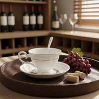 Ensemble de tasses à café et soucoupes en porcelaine fine avec incrustations dorées et émail, service à thé en céramique de luxe pour mariage