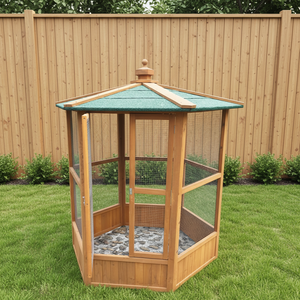 SDB004 Maison pour animaux de compagnie en bois de luxe, volière pour oiseaux avec motif imprimé, <span class=keywords><strong>cage</strong></span> extérieure pour grands oiseaux - Product Image 2