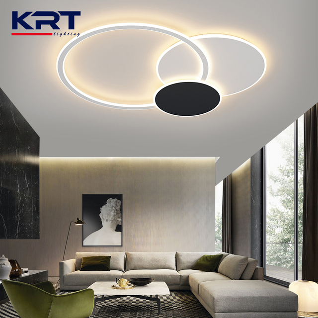 New Arrival Modern Led Ceiling Lights for Living Room Bedroom Dining Room Luminarias Led Black or White Ceiling Lamp