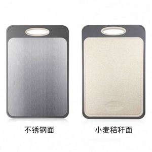 Tabla de Cortar de Acero Inoxidable y Paja de Trigo, Tabla de Cortar de Acero Inoxidable 304, Tabla de Cortar de Doble Cara 2 en 1 para Cocina - Product Image 5