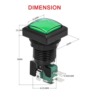 Pulsanti Arcade Quadrati LED Colorati Concavi Stile Happ per Macchine da Gioco Realizzati in Plastica Resistente con Max. Corrente 16A - Product Image 2