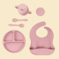 Vaisselle pour enfants sans BPA OEM ODM, bol en silicone, assiette à ventouse, ensemble d'alimentation pour bébé, ensemble d'alimentation pour tout-petit