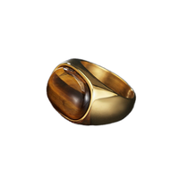 R0117-HK09 Bague Rétro pour Homme en Acier Titane, Style Tendance avec Œil Taillé Princesse, Simple et Personnalisé, en Acier Inoxydable